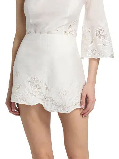 Amur Women's Ottile Embroidered Miniskirt - Seed Pearl | Thumbnail 3 Amur Women's Ottile Embroidered Miniskirt - Seed Pearl | Thumbnail 3