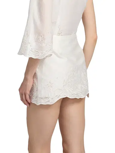 Amur Women's Ottile Embroidered Miniskirt - Seed Pearl | Thumbnail 5 Amur Women's Ottile Embroidered Miniskirt - Seed Pearl | Thumbnail 5