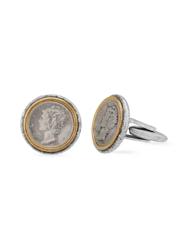 JOHN VARVATOS Men's Two-Tone Coin Cufflinks | Thumbnail 1 JOHN VARVATOS Men's Two-Tone Coin Cufflinks | Thumbnail 1