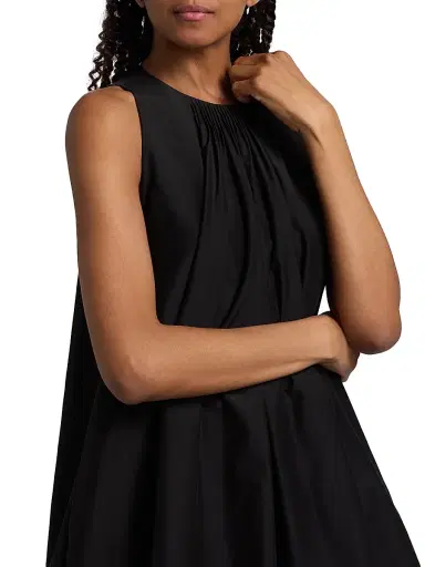 Loulou de Saison Women's Liao Cotton-Silk Pleated Neckline Blouse - Black | Thumbnail 6 Loulou de Saison Women's Liao Cotton-Silk Pleated Neckline Blouse - Black | Thumbnail 6