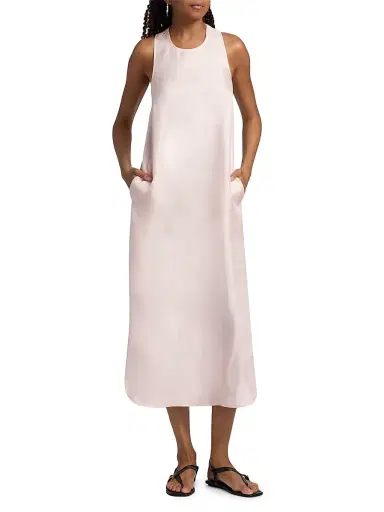 Loulou de Saison Women's Paloma Twist Back Silk Midi-Slipdress - Light Pink - Size XS | Thumbnail 3 Loulou de Saison Women's Paloma Twist Back Silk Midi-Slipdress - Light Pink - Size XS | Thumbnail 3