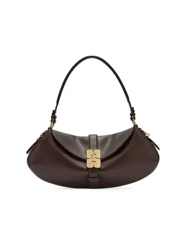 Ganni Women's B-Kat Leather Shoulder Bag - Dark Brown | Thumbnail 1 Ganni Women's B-Kat Leather Shoulder Bag - Dark Brown | Thumbnail 1