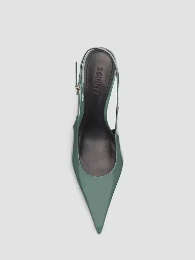 Schutz Women's Diora 100MM Patent Leather Slingback Pumps - Myrtle Green | Thumbnail 4 Schutz Women's Diora 100MM Patent Leather Slingback Pumps - Myrtle Green | Thumbnail 4