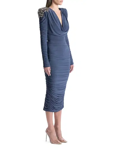 Zhivago Women's Lustris Crystal-Embellished Jersey Body-Con Midi-Dress - Grey | Thumbnail 3 Zhivago Women's Lustris Crystal-Embellished Jersey Body-Con Midi-Dress - Grey | Thumbnail 3