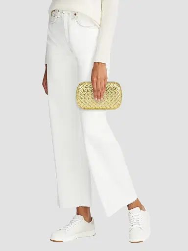 Bottega Veneta Women's Intrecciato Metallic Leather Knot Clutch - Gold | Thumbnail 2 Bottega Veneta Women's Intrecciato Metallic Leather Knot Clutch - Gold | Thumbnail 2