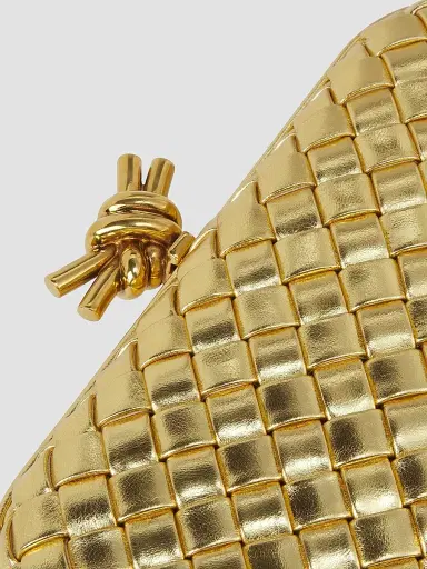 Bottega Veneta Women's Intrecciato Metallic Leather Knot Clutch - Gold | Thumbnail 5 Bottega Veneta Women's Intrecciato Metallic Leather Knot Clutch - Gold | Thumbnail 5