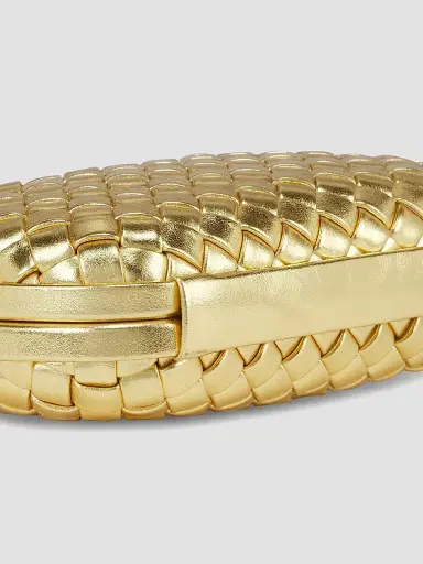 Bottega Veneta Women's Intrecciato Metallic Leather Knot Clutch - Gold | Thumbnail 6 Bottega Veneta Women's Intrecciato Metallic Leather Knot Clutch - Gold | Thumbnail 6