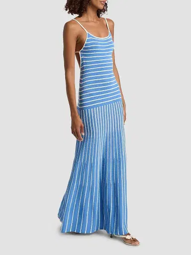 Solid & Striped Women's The Lottie Scallop Stripe Maxi Dress - Marina Blue | Thumbnail 2 Solid & Striped Women's The Lottie Scallop Stripe Maxi Dress - Marina Blue | Thumbnail 2