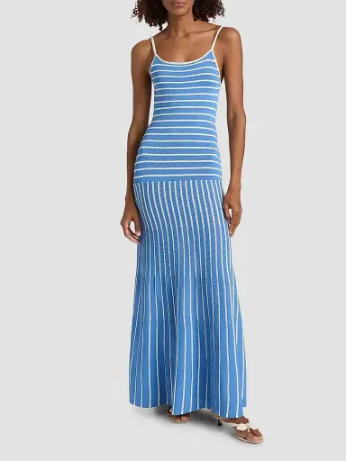 Solid & Striped Women's The Lottie Scallop Stripe Maxi Dress - Marina Blue | Thumbnail 3 Solid & Striped Women's The Lottie Scallop Stripe Maxi Dress - Marina Blue | Thumbnail 3