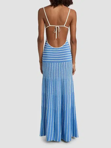 Solid & Striped Women's The Lottie Scallop Stripe Maxi Dress - Marina Blue | Thumbnail 5 Solid & Striped Women's The Lottie Scallop Stripe Maxi Dress - Marina Blue | Thumbnail 5