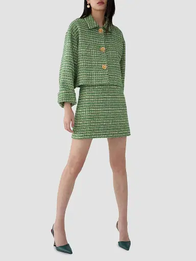 Carolina Herrera Women's Tweed Cotton-Blend Miniskirt - Green Multi | Thumbnail 2 Carolina Herrera Women's Tweed Cotton-Blend Miniskirt - Green Multi | Thumbnail 2