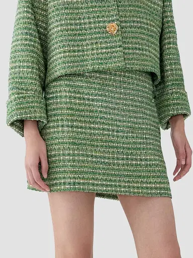 Carolina Herrera Women's Tweed Cotton-Blend Miniskirt - Green Multi | Thumbnail 3 Carolina Herrera Women's Tweed Cotton-Blend Miniskirt - Green Multi | Thumbnail 3