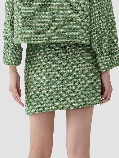 Carolina Herrera Women's Tweed Cotton-Blend Miniskirt - Green Multi | Thumbnail 4 Carolina Herrera Women's Tweed Cotton-Blend Miniskirt - Green Multi | Thumbnail 4
