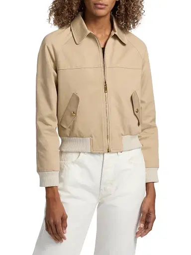 Nili Lotan Women's Saul Cotton Bomber Jacket - Beige | Thumbnail 3 Nili Lotan Women's Saul Cotton Bomber Jacket - Beige | Thumbnail 3