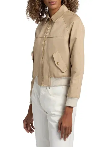 Nili Lotan Women's Saul Cotton Bomber Jacket - Beige | Thumbnail 4 Nili Lotan Women's Saul Cotton Bomber Jacket - Beige | Thumbnail 4