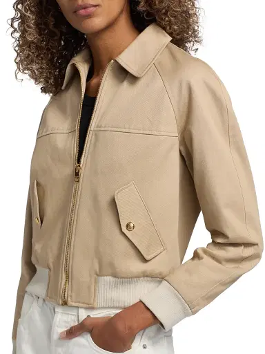 Nili Lotan Women's Saul Cotton Bomber Jacket - Beige | Thumbnail 6 Nili Lotan Women's Saul Cotton Bomber Jacket - Beige | Thumbnail 6