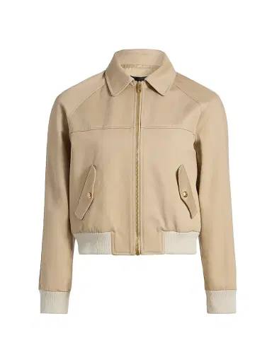 Nili Lotan Women's Saul Cotton Bomber Jacket - Beige | Thumbnail 1 Nili Lotan Women's Saul Cotton Bomber Jacket - Beige | Thumbnail 1
