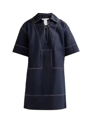 Veronica Beard Women's Phelix Stretch-Cotton Shift Mini Dress - Navy | Thumbnail 1 Veronica Beard Women's Phelix Stretch-Cotton Shift Mini Dress - Navy | Thumbnail 1