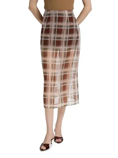 FRAME Women's Plaid Silk Organza Pencil Skirt - Silver Peony Multi | Thumbnail 3 FRAME Women's Plaid Silk Organza Pencil Skirt - Silver Peony Multi | Thumbnail 3