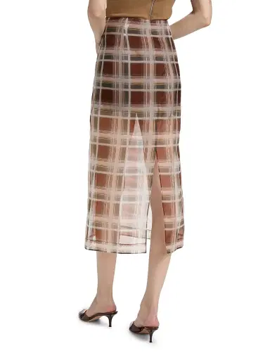 FRAME Women's Plaid Silk Organza Pencil Skirt - Silver Peony Multi | Thumbnail 5 FRAME Women's Plaid Silk Organza Pencil Skirt - Silver Peony Multi | Thumbnail 5