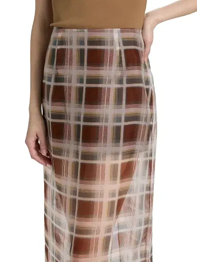 FRAME Women's Plaid Silk Organza Pencil Skirt - Silver Peony Multi | Thumbnail 6 FRAME Women's Plaid Silk Organza Pencil Skirt - Silver Peony Multi | Thumbnail 6