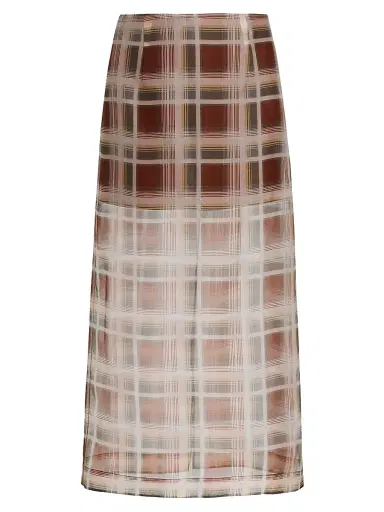 FRAME Women's Plaid Silk Organza Pencil Skirt - Silver Peony Multi | Thumbnail 1 FRAME Women's Plaid Silk Organza Pencil Skirt - Silver Peony Multi | Thumbnail 1