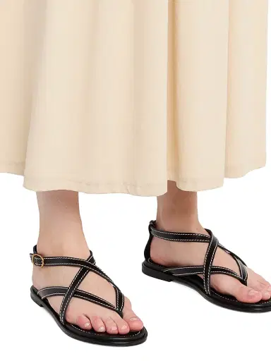 Stuart Weitzman Women's Park Leather Sandals - Black | Thumbnail 2 Stuart Weitzman Women's Park Leather Sandals - Black | Thumbnail 2