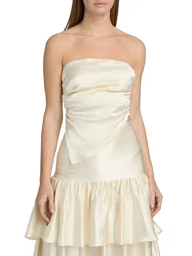 LAMARQUE Women's Baila Strapless Satin Scarf Top - Cream - Size Medium | Thumbnail 3 LAMARQUE Women's Baila Strapless Satin Scarf Top - Cream - Size Medium | Thumbnail 3