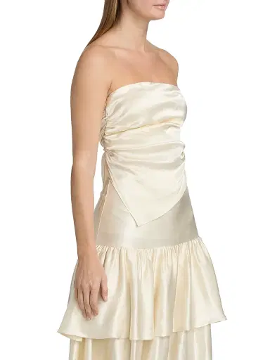 LAMARQUE Women's Baila Strapless Satin Scarf Top - Cream - Size Medium | Thumbnail 4 LAMARQUE Women's Baila Strapless Satin Scarf Top - Cream - Size Medium | Thumbnail 4