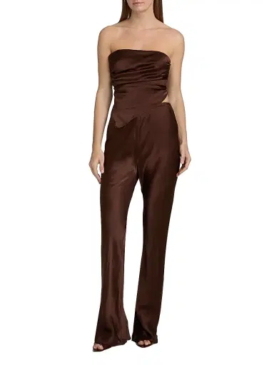 LAMARQUE Women's Baila Strapless Satin Scarf Top - Brown - Size Medium | Thumbnail 2 LAMARQUE Women's Baila Strapless Satin Scarf Top - Brown - Size Medium | Thumbnail 2