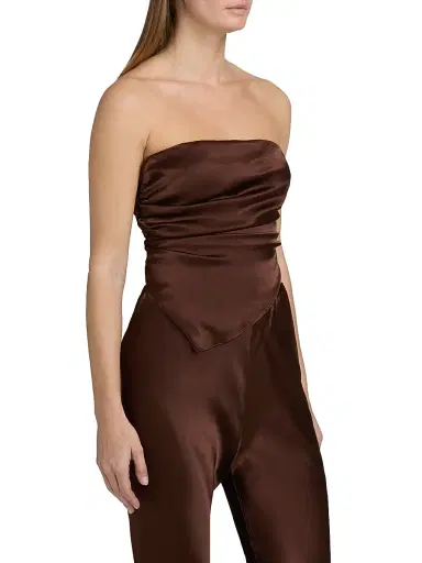 LAMARQUE Women's Baila Strapless Satin Scarf Top - Brown - Size Medium | Thumbnail 4 LAMARQUE Women's Baila Strapless Satin Scarf Top - Brown - Size Medium | Thumbnail 4