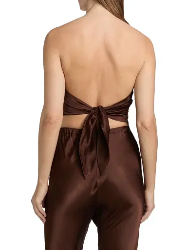 LAMARQUE Women's Baila Strapless Satin Scarf Top - Brown - Size Medium | Thumbnail 5 LAMARQUE Women's Baila Strapless Satin Scarf Top - Brown - Size Medium | Thumbnail 5