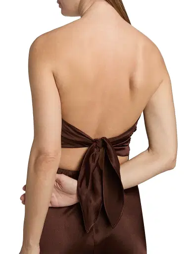 LAMARQUE Women's Baila Strapless Satin Scarf Top - Brown - Size Medium | Thumbnail 6 LAMARQUE Women's Baila Strapless Satin Scarf Top - Brown - Size Medium | Thumbnail 6