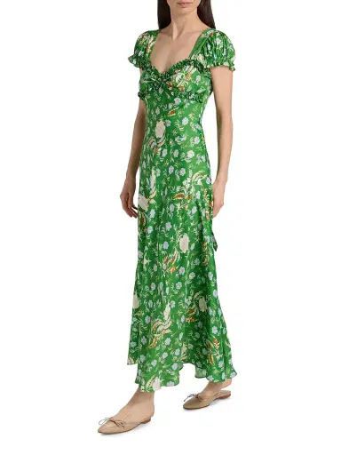 DÔEN Women's Valerine Silk-Blend Maxi Dress - Emerald Jardin Du Chateau | Thumbnail 2 DÔEN Women's Valerine Silk-Blend Maxi Dress - Emerald Jardin Du Chateau | Thumbnail 2