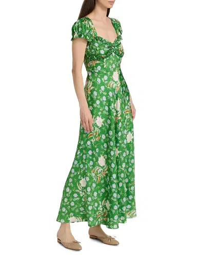 DÔEN Women's Valerine Silk-Blend Maxi Dress - Emerald Jardin Du Chateau | Thumbnail 4 DÔEN Women's Valerine Silk-Blend Maxi Dress - Emerald Jardin Du Chateau | Thumbnail 4