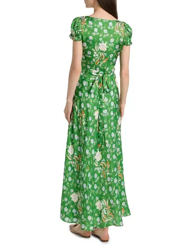 DÔEN Women's Valerine Silk-Blend Maxi Dress - Emerald Jardin Du Chateau | Thumbnail 5 DÔEN Women's Valerine Silk-Blend Maxi Dress - Emerald Jardin Du Chateau | Thumbnail 5