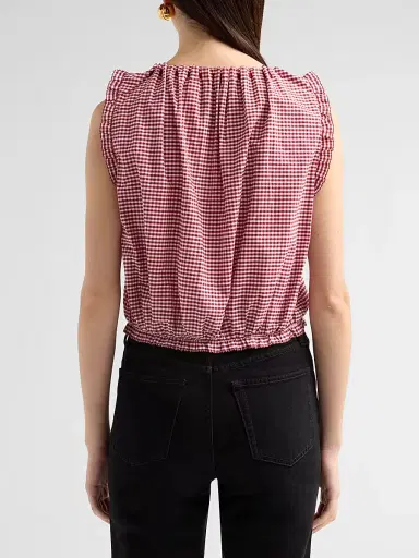 DÔEN Women's Traveler Gingham Tie-Front Top | Thumbnail 3 DÔEN Women's Traveler Gingham Tie-Front Top | Thumbnail 3
