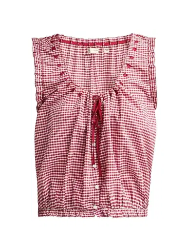 DÔEN Women's Traveler Gingham Tie-Front Top | Thumbnail 1 DÔEN Women's Traveler Gingham Tie-Front Top | Thumbnail 1