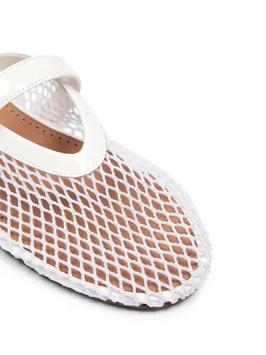 Alaïa Women's Open-Knit Fishnet Flat Mules - Blanc Optique | Thumbnail 5 Alaïa Women's Open-Knit Fishnet Flat Mules - Blanc Optique | Thumbnail 5
