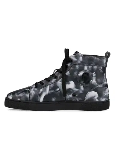 Christian Louboutin Men's Louis Canopy Leather High-Top Sneakers - Black White - Size 12 | Thumbnail 3 Christian Louboutin Men's Louis Canopy Leather High-Top Sneakers - Black White - Size 12 | Thumbnail 3