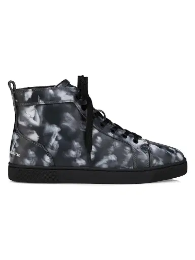 Christian Louboutin Men's Louis Canopy Leather High-Top Sneakers - Black White - Size 12 | Thumbnail 1 Christian Louboutin Men's Louis Canopy Leather High-Top Sneakers - Black White - Size 12 | Thumbnail 1