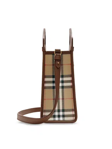 Burberry Women's Mini Check Canvas & Leather Pocket Bag - Archive Beige | Thumbnail 2 Burberry Women's Mini Check Canvas & Leather Pocket Bag - Archive Beige | Thumbnail 2