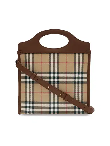 Burberry Women's Mini Check Canvas & Leather Pocket Bag - Archive Beige | Thumbnail 3 Burberry Women's Mini Check Canvas & Leather Pocket Bag - Archive Beige | Thumbnail 3