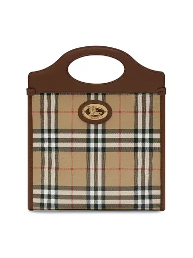 Burberry Women's Mini Check Canvas & Leather Pocket Bag - Archive Beige | Thumbnail 1 Burberry Women's Mini Check Canvas & Leather Pocket Bag - Archive Beige | Thumbnail 1