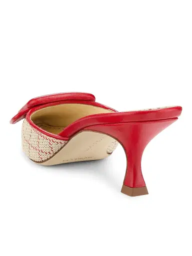 Manolo Blahnik Women's Maysalebi 50MM Buckled Mules - Red White | Thumbnail 3 Manolo Blahnik Women's Maysalebi 50MM Buckled Mules - Red White | Thumbnail 3