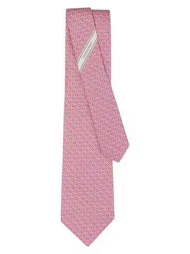 Ferragamo Men's Cerchio Silk Tie - Rosa | Thumbnail 2 Ferragamo Men's Cerchio Silk Tie - Rosa | Thumbnail 2