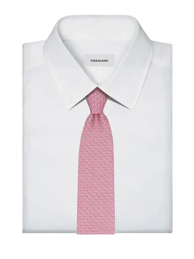 Ferragamo Men's Cerchio Silk Tie - Rosa | Thumbnail 3 Ferragamo Men's Cerchio Silk Tie - Rosa | Thumbnail 3
