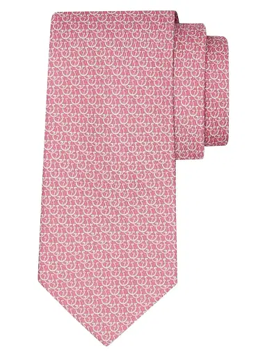Ferragamo Men's Cerchio Silk Tie - Rosa | Thumbnail 1 Ferragamo Men's Cerchio Silk Tie - Rosa | Thumbnail 1