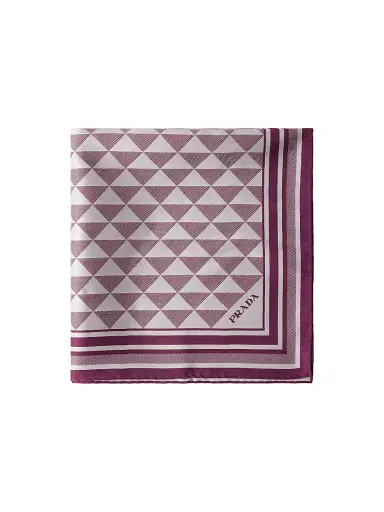 Prada Women's Printed Silk Twill Square Scarf - Purple | Thumbnail 2 Prada Women's Printed Silk Twill Square Scarf - Purple | Thumbnail 2