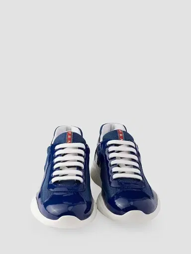 Prada Men's Patent Leather and Technical Fabric America's Cup Sneakers - Blue | Thumbnail 2 Prada Men's Patent Leather and Technical Fabric America's Cup Sneakers - Blue | Thumbnail 2